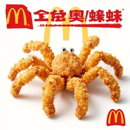 advertisement for the new mcdonalds fried spider. Deep fried spider at mcdonalds ad.
