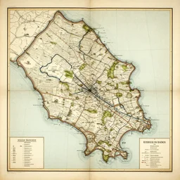 treasure map of yeovil, antique art