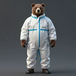portrait of full body bear beast-man wearing a hazmat suit, digital art, concept art, highly detailed, sharp focus
