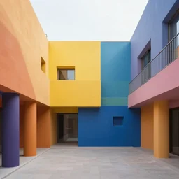 a postmodern courtyard, primary colors, by ricardo bofill