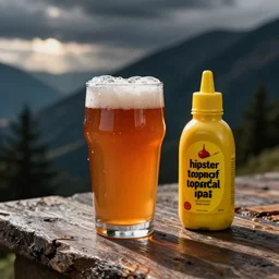 “ a hipster topping off his glass of ipa with ketchup and mustard ”