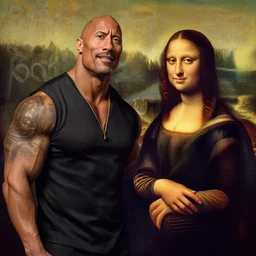 The Rock Dwayne Johnson as the Joconde, Leonardo Da Vinci, Renaissance painting