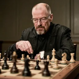 the doom slayer trying to defeat walter white at chess