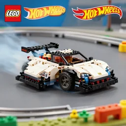 A lego Rx7 drifting on a hotwheels track
