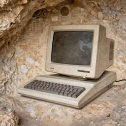 petroglyph cave drawing of a commodore 64 computer, photo