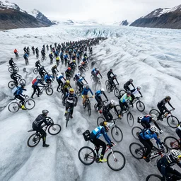 hundreds of bikers collide during catastrophe on glacier
