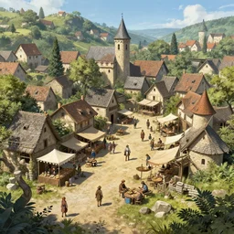 concept art, a beautiful highly detailed display of a fantasy small medieval open exterior market of a small town, poor, small, bright, noon light, realistic daylight lighting poster by magali villeneuve