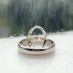 a wedding ring on fire in the pouring rain, selfie