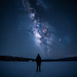 winter nights with clear sky and stars and milky way galaxy 8 k uhd, unreal engine, octane render in the artstyle of finnian macmanus, john park and greg rutkowski