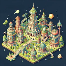 isometric intricate complex wimmelbild illustration of weird dreamworld trending on artstation