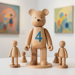highly detailed a wooden art toys in a contemporary art