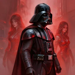 darth vader from sideview with large shoulders, armor, dark realistic proportions concept art, red, ethereal horror fantasy art by greg rutkowski and magali villanueve and monet con
