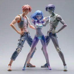 james jean and ilya kuvshinov isolated vinyl figure cheerful tomboy, expert figure photography, dynamic pose, interesting color palette material effects, glitter accents on figure, anime stylized, accurate fictional proportions, high delicate defined details, holographic undertones, ethereal lighting, editorial awarded