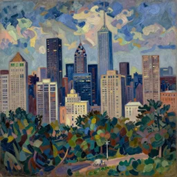 anime chicago, intricate oil painting by paul cezanne, trending on wikiart