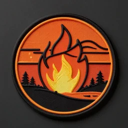 vintage windy fire flame warning label patch