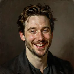 portrait of keanu reeves, joyful, highly detailed painting by gaston bussiere, craig mullins, j. c. leyendecker 8 k,