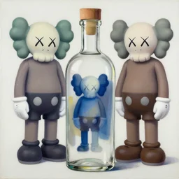 abstract glass vodka bottle by shusei nagaoka, kaws, david rudnick, airbrush on canvas, pastell colours, cell shaded, 8 k,