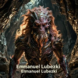 VFX movie closeup portrait of a futuristic inhuman monster in underground cave by Emmanuel Lubezki