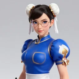 mei from overwatch dressed as chun li from street fighter, glasses, hyperdetailed, by thomas kinkade, donato giancola, intricate, soft lighting, raytracing, sharp focus, cgsociety