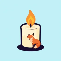 a vector logo of a burning candle with a fox on it