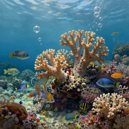 classic oil painting, a coral reef under the sea, surrounded by marine life, as a dnd cover illustration, floating bubbles, concept art, highly detailed, smooth, sharp focus, art by brothers hildebrandt