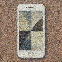 A painting of an iphone, abstract painting in the style of Gary Hume and Tatsuro Kiuchi, flat colour-block style, geometric abstraction, earthy colours