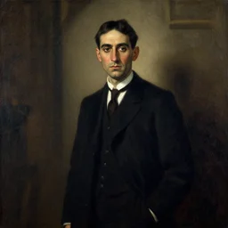 Franz Kafka in penumbra by Phil Hale and Caravaggio