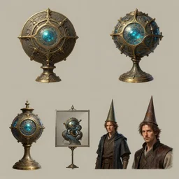 2x2 item concept art showcase grid on flat background of legendary artifact by artgerm and Craig Mullins, James Jean, Andrey Ryabovichev, Mark Simonetti and Peter Morbacher 16k