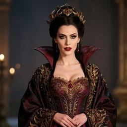 professional photograph of a beautiful vampire queen with ornate robes. extremely detailed. dslr. 5 0 mm 8 k