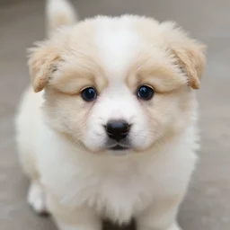 cute smol fluffy puppy big big beady eyes