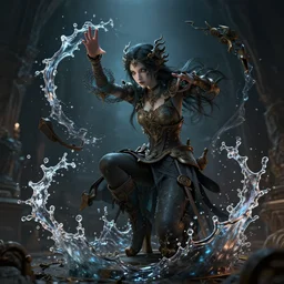Splashart of a mysterious girl puppeteer that controls the fate, unreal engine, RPG , dynamic lighting, intricate detail, cinematic