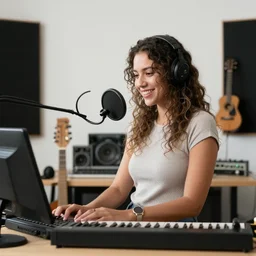 music studio with womans