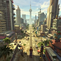 highly detailed vanishing - point production company, in gta v, stephen bliss, unreal engine, fantasy art by greg rutkowski, loish, rhads, ferdinand knab, makoto shinkai and lois van baarle, ilya kuvshinov, rossdraws, tom bagshaw, global illumination, radiant light, detailed and intricate environment