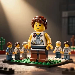 Lego fight club, movie still, cinematic, dramatic, David fincher