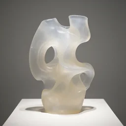 translucent silicone rubber abstract sculpture on display