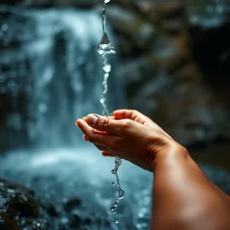 hands cupping a waterfall from the universe, bokeh, photoshoot, refreshing, by henry buhl, tim booth
