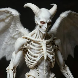 closeup portrait of white ribbed lucifer satan covered with ribs white mechanical spines white muscle tissue, lucid dream - like heavy atmosphere, baroque painting, harsh flash photo, perfect composition, detailed octane render trending on artstation, 8 k artistic photography, volumetric cinematic perfect light, chiaroscuro, masterpiece, raphael, caravaggio, beksinski, rutkowski, beeple