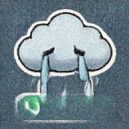 Whatsapp sticker of a crying rain cloud.