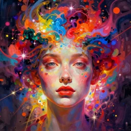 a portrait of chaos overtaking the mind, vibrant colors, true, pure, digital art