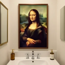 bathroom, mona lisa