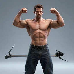 highly muscular gordon freeman flexing holding a crowbar, dslr, 8 k, octane beautifully detailed render, cold lighting, cinematic lighting, white background, detailed photo, masterpiece, volumetric lighting, ultra realistic, highly detailed, high quality, lossless, photorealistic, grayscale