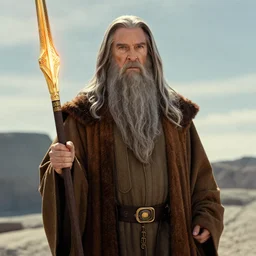 A still of Gandalf as Captain Kirk on Star Trek