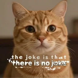 a very high quality meme with text that reads 'the joke is that there is no joke'