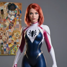 gwen stacy spiderman, naturel, hyper detailed, digital art, trending in artstation, cinematic lighting, studio quality, smooth render, unreal engine 5 rendered, octane rendered, art style by klimt and nixeu and ian sprigger and wlop and krenz cushart
