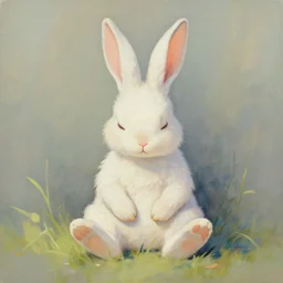 this is a painting with the theme rabbit inner peace on the artstation trending page of year 2 2 2 2
