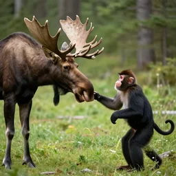 photo of moose getting married to a monkey