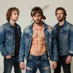 ripped physique telekinesis man disguised as a mosquito whilst wearing a denim jacket leonardo da vinci jean sebastien rossbach jeff easley jen bartel staedtler