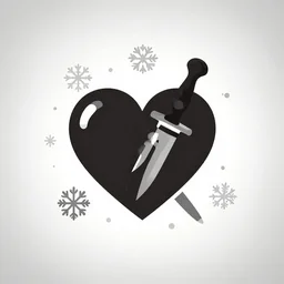a monocrome icon stylized minimalist of a heart and dagger surrounded by snowflakes, loftis, cory behance hd by jesper ejsing and zdzisław beksinski and norman rockwell and greg rutkowski weta studio, and lucasfilm - c 1 0