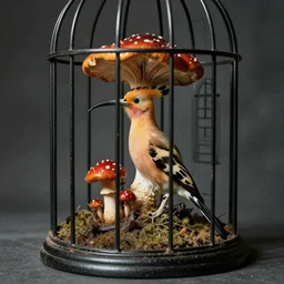 hoopoe fungus hybrid in a gothic cage. karl blossfeldt, salvador dali
