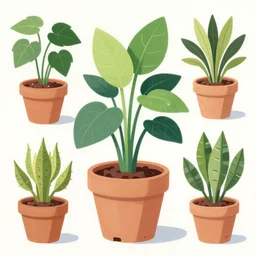 game asset of close up japanese exotic pot plants, in gouache detailed paintings, props, stylized, 2 d sprites, kitbash, arcane, overwatch, blue and pink color scheme, 8 k, close up